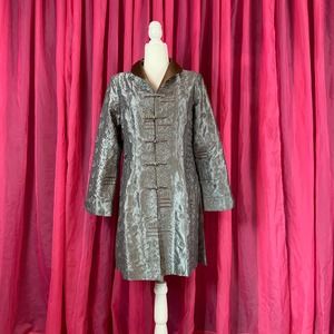 Shanghai Soho silk blend embroidered silver tunic jacket, XL